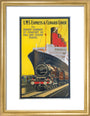 'LMS Expres and Cunard Liner', LMS poster, 1923-1947. art print small gold Art Print - Science Museum Shop