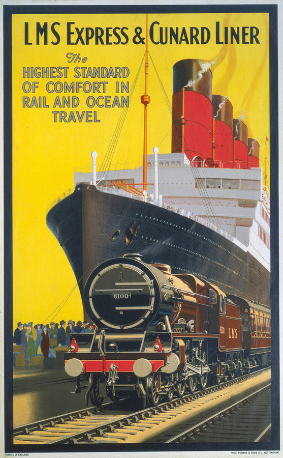 'LMS Expres and Cunard Liner', LMS poster, 1923-1947. Art Print - Science Museum Shop