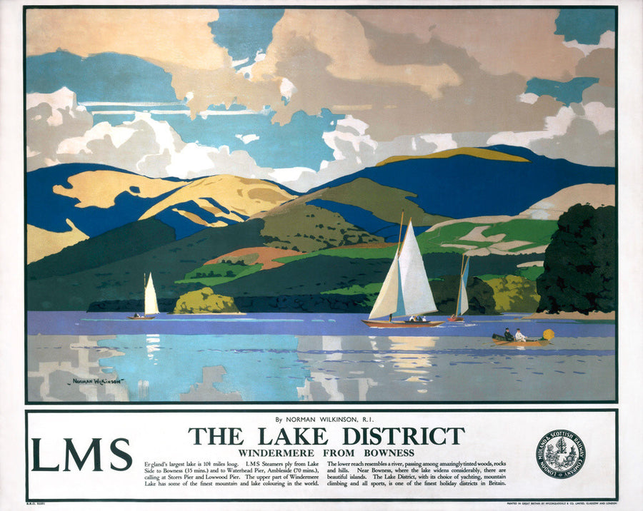 'The Lake District - Windermere from Bowness', LMS poster, 1923-1947. Art Print - Science Museum Shop