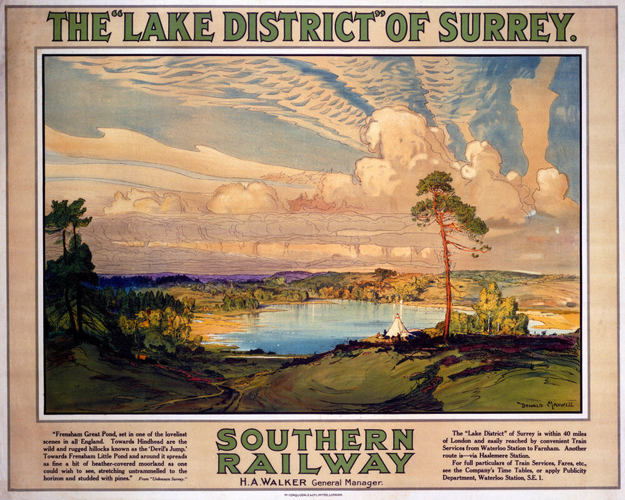 'The Lake District of Surrey', SR poster, 1923-1947. Art Print - Science Museum Shop