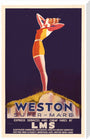 'Weston-super-Mare', LMS poster, c 1930s. stretched canvas extra large none Art Print - Science Museum Shop
