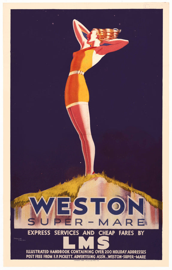 'Weston-super-Mare', LMS poster, c 1930s. Art Print - Science Museum Shop