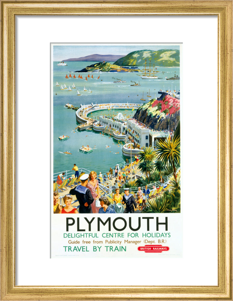 'Plymouth', BR (WR) poster, c 1950s. art print small gold Art Print - Science Museum Shop