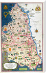 Map of Northumberland and Durham, BR (NER) poster, 1949. stretched canvas extra large none Art Print - Science Museum Shop