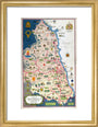 Map of Northumberland and Durham, BR (NER) poster, 1949. art print small gold Art Print - Science Museum Shop