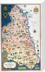 Map of Northumberland and Durham, BR (NER) poster, 1949. stretched canvas medium none Art Print - Science Museum Shop