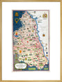 Map of Northumberland and Durham, BR (NER) poster, 1949. art print extra large gold Art Print - Science Museum Shop