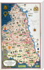 Map of Northumberland and Durham, BR (NER) poster, 1949. stretched canvas large none Art Print - Science Museum Shop