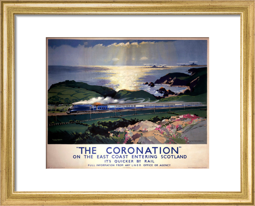 'The Coronation', LNER poster, 1938. art print extra small gold Art Print - Science Museum Shop