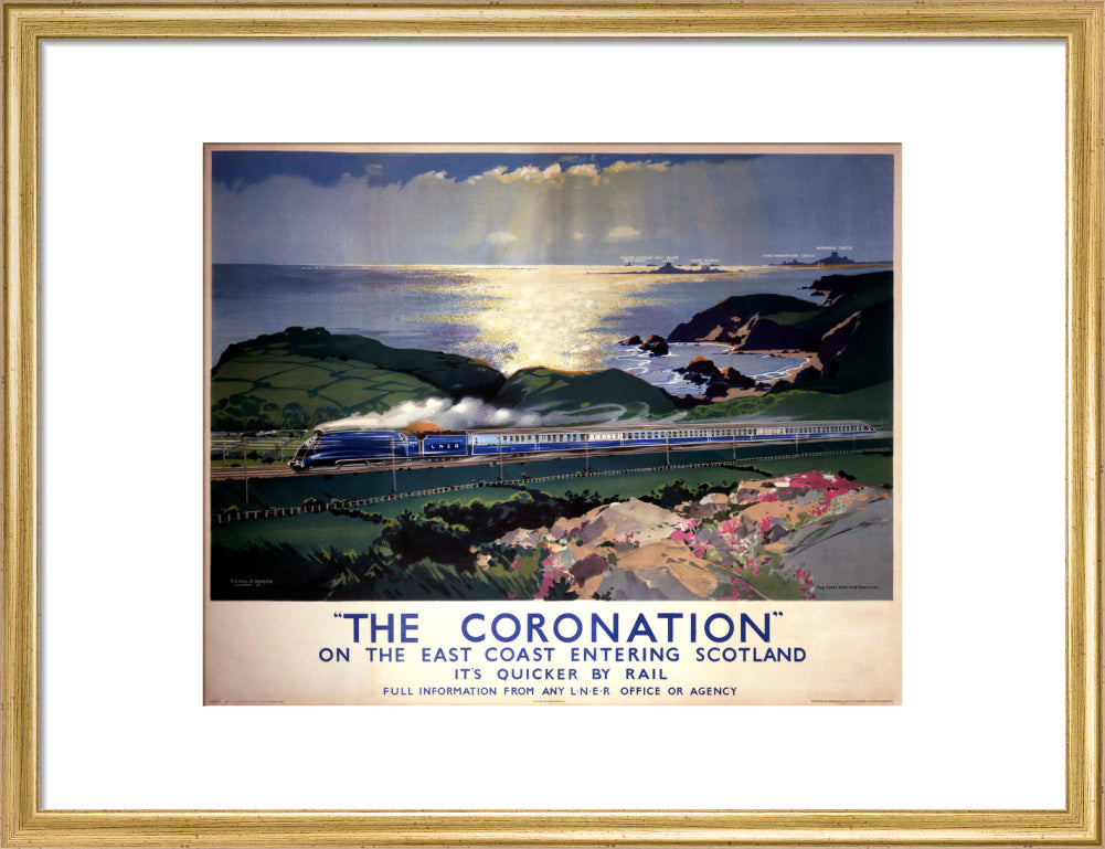 'The Coronation', LNER poster, 1938. art print medium gold Art Print - Science Museum Shop