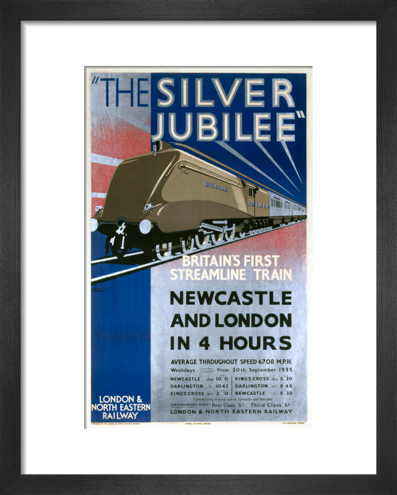 'The Silver Jubilee, Britain's First Streamline Train', LNER poster, 1935. art print extra small black Art Print - Science Museum Shop