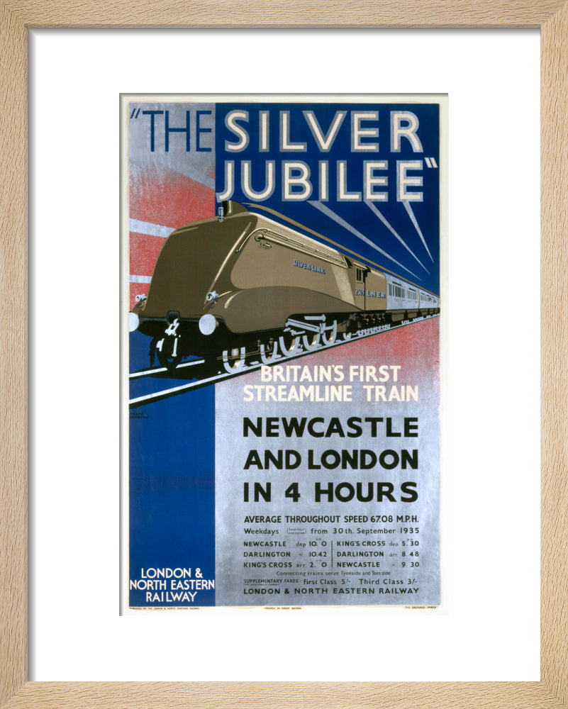 'The Silver Jubilee, Britain's First Streamline Train', LNER poster, 1935. art print extra small natural Art Print - Science Museum Shop