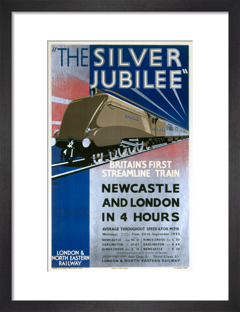 'The Silver Jubilee, Britain's First Streamline Train', LNER poster, 1935. art print small black Art Print - Science Museum Shop