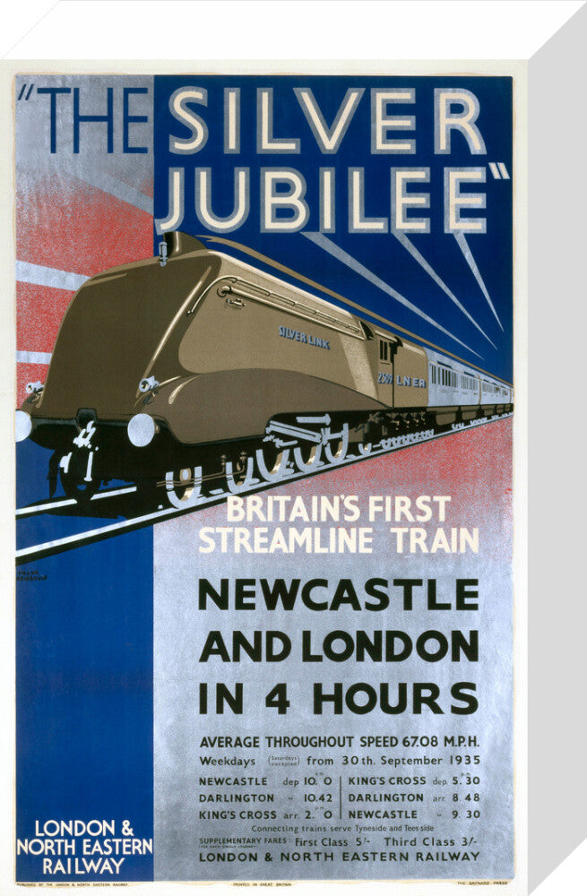 'The Silver Jubilee, Britain's First Streamline Train', LNER poster, 1935. stretched canvas small none Art Print - Science Museum Shop
