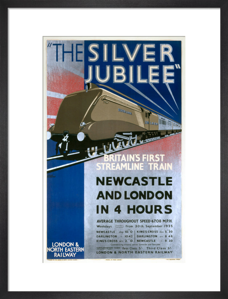 'The Silver Jubilee, Britain's First Streamline Train', LNER poster, 1935. art print medium black Art Print - Science Museum Shop