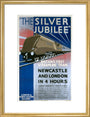 'The Silver Jubilee, Britain's First Streamline Train', LNER poster, 1935. art print medium gold Art Print - Science Museum Shop