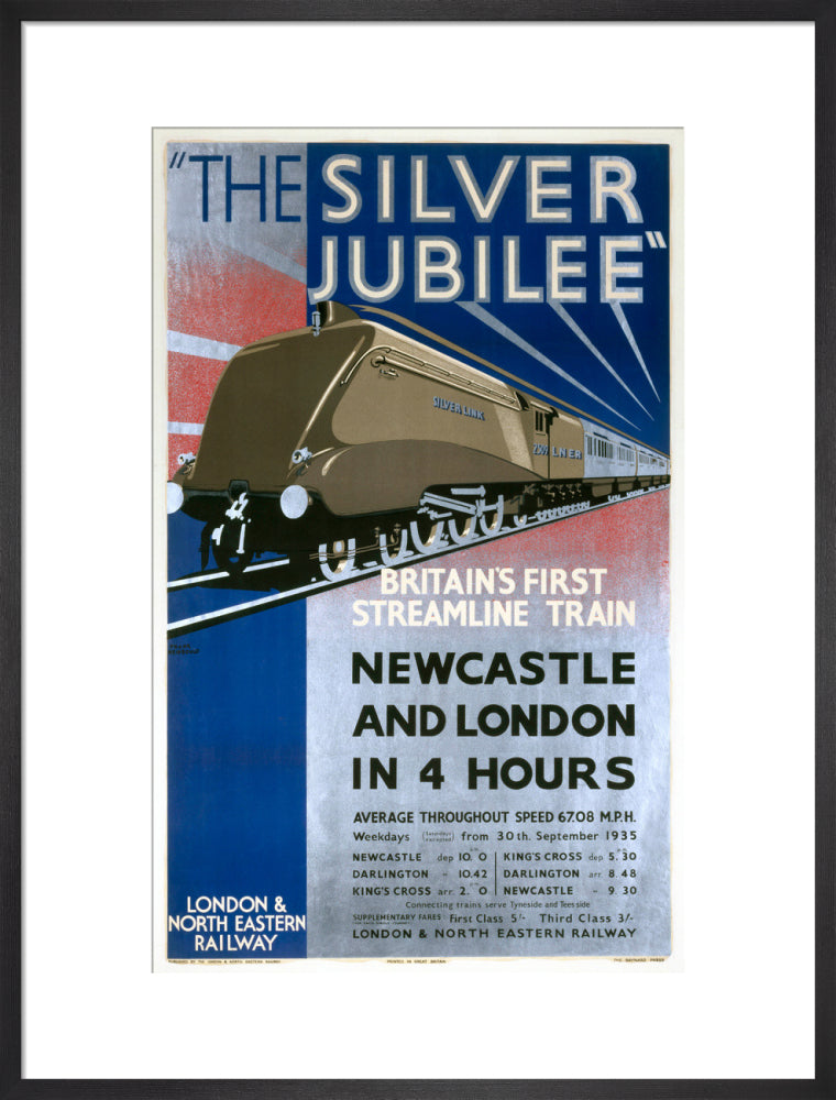 'The Silver Jubilee, Britain's First Streamline Train', LNER poster, 1935. art print large black Art Print - Science Museum Shop