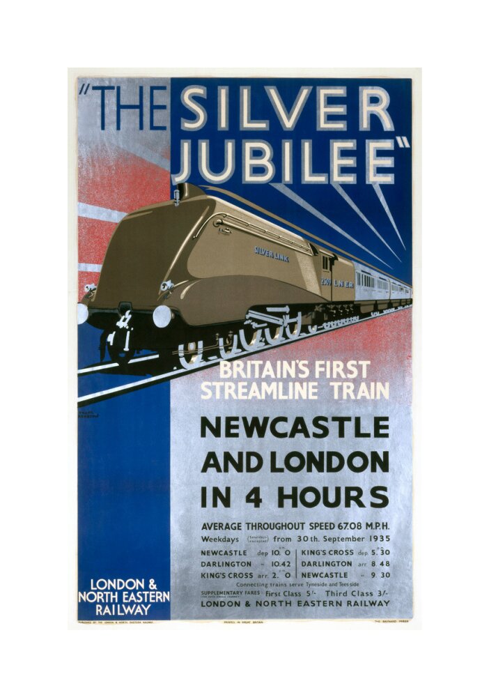 'The Silver Jubilee, Britain's First Streamline Train', LNER poster, 1935. unstretched canvas medium none Art Print - Science Museum Shop