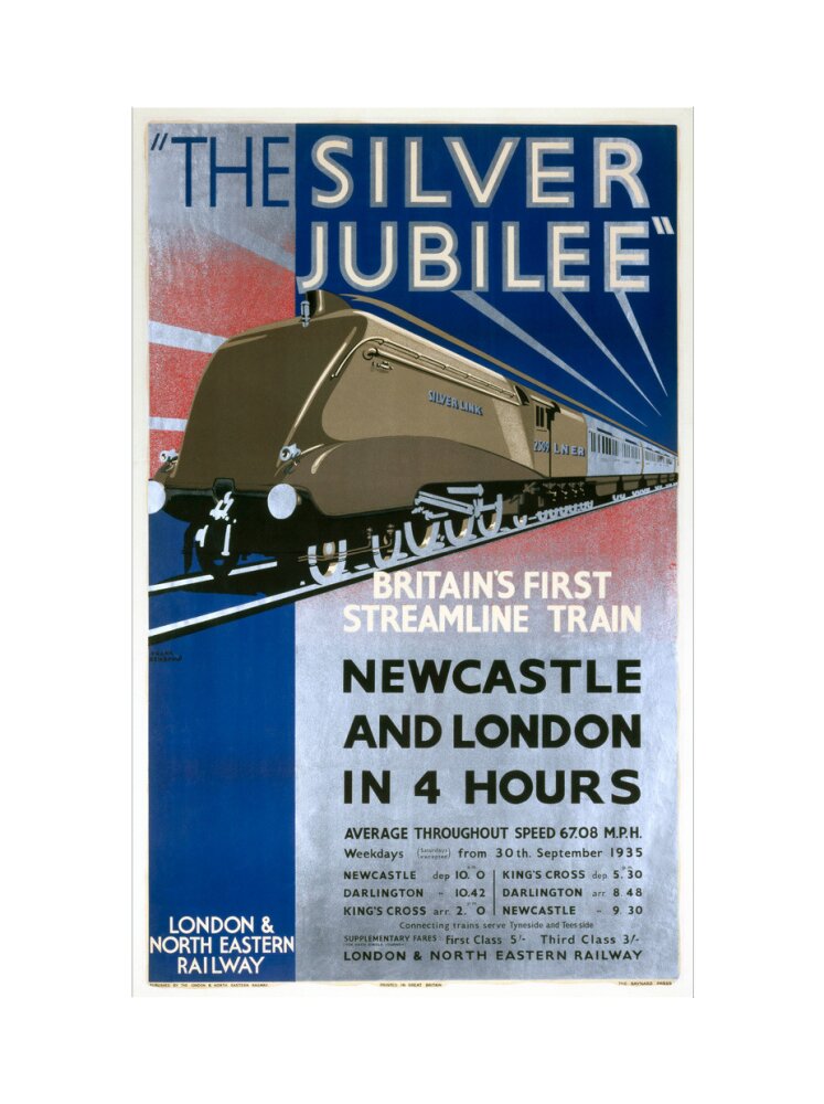 'The Silver Jubilee, Britain's First Streamline Train', LNER poster, 1935. art print extra large none Art Print - Science Museum Shop