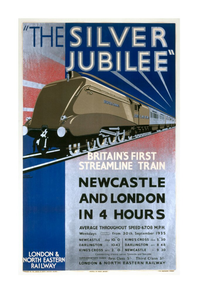 'The Silver Jubilee, Britain's First Streamline Train', LNER poster, 1935. unstretched canvas extra large none Art Print - Science Museum Shop