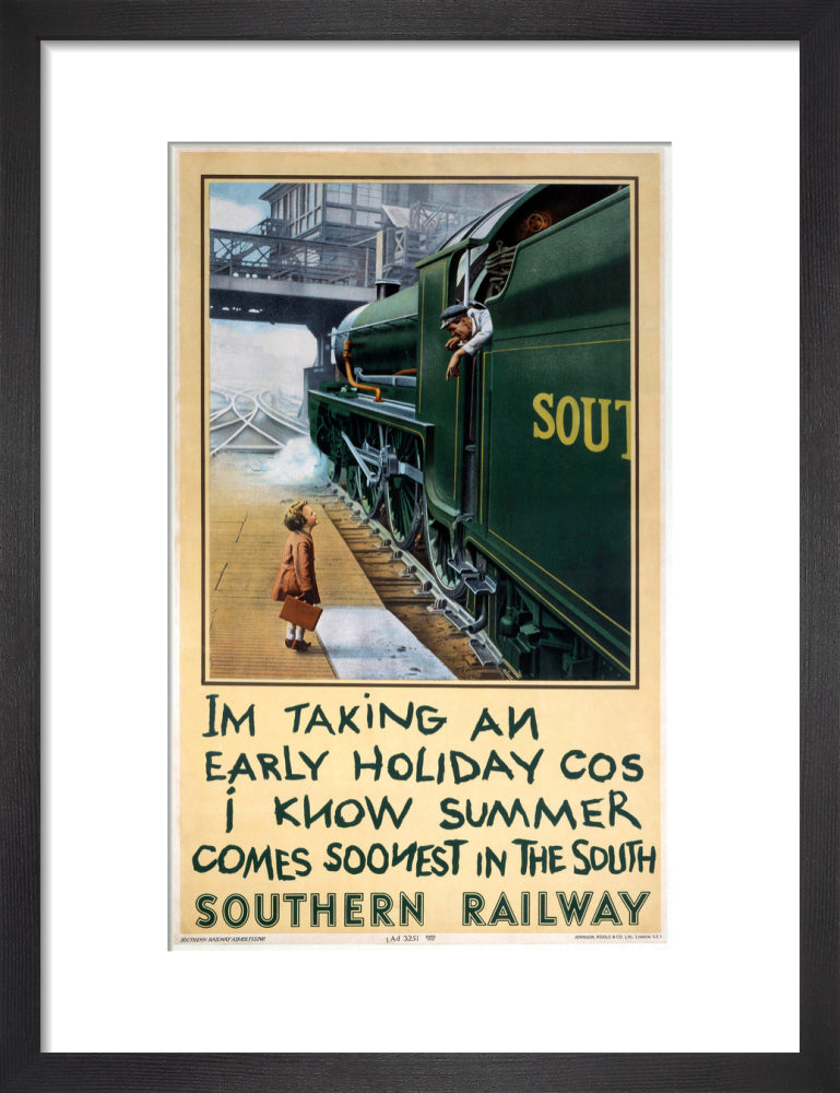 'I'm Taking an Early Holiday', SR poster, 1936. art print small black Art Print - Science Museum Shop