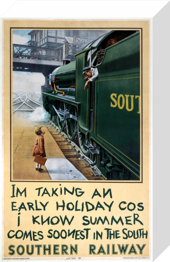 'I'm Taking an Early Holiday', SR poster, 1936. stretched canvas small none Art Print - Science Museum Shop