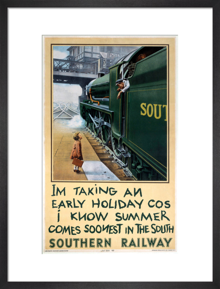 'I'm Taking an Early Holiday', SR poster, 1936. art print medium black Art Print - Science Museum Shop