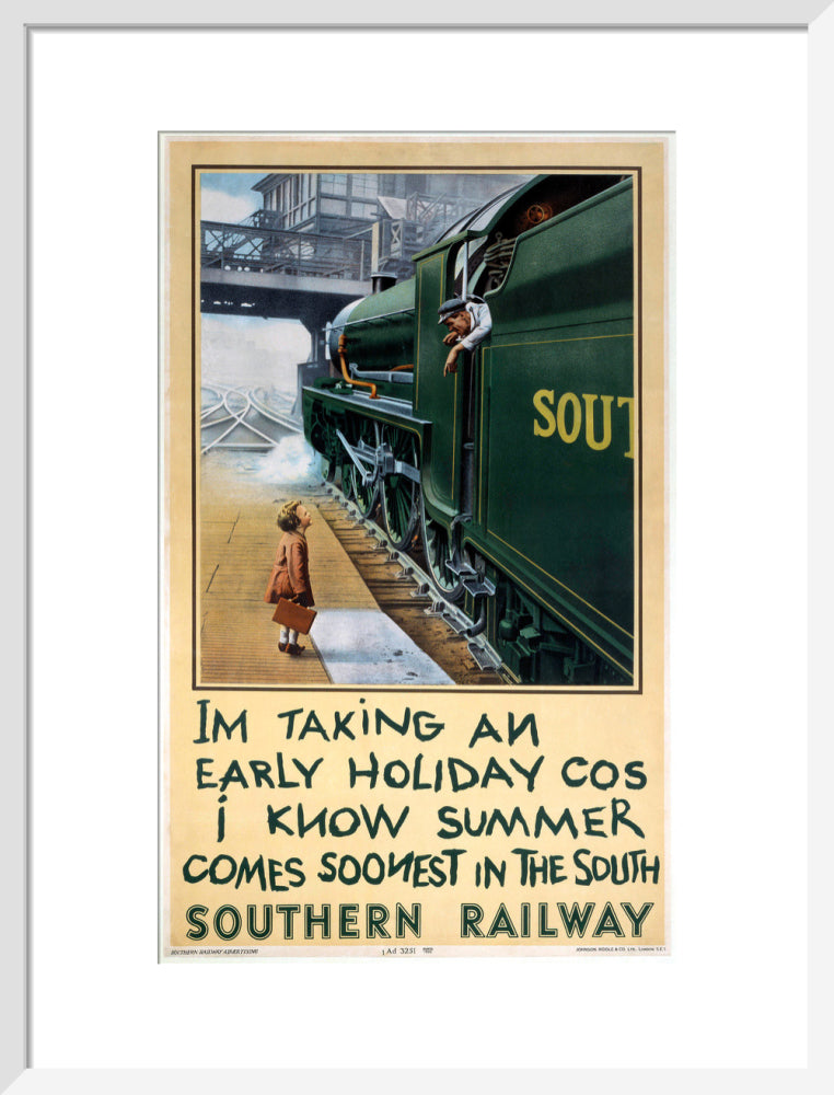 'I'm Taking an Early Holiday', SR poster, 1936. art print medium white Art Print - Science Museum Shop
