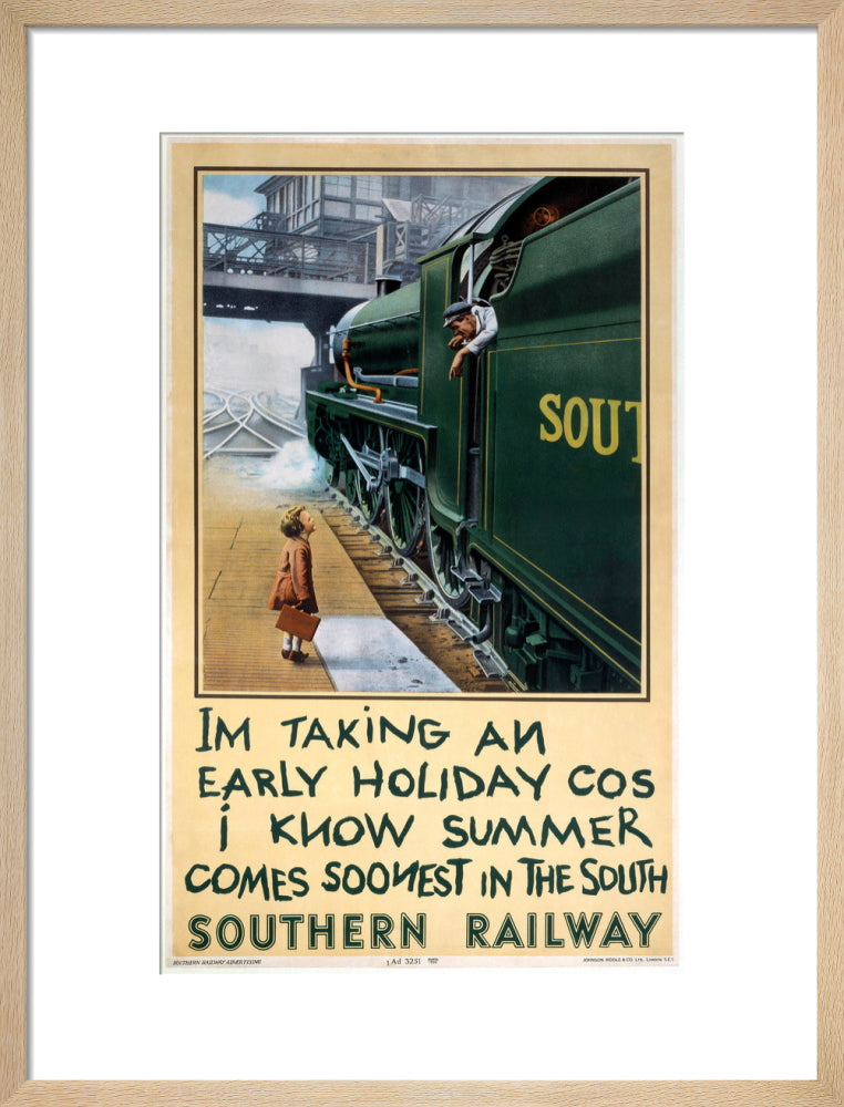 'I'm Taking an Early Holiday', SR poster, 1936. art print medium natural Art Print - Science Museum Shop