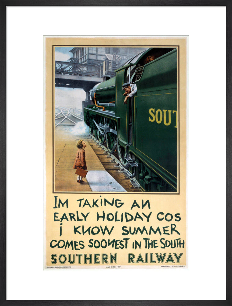 'I'm Taking an Early Holiday', SR poster, 1936. art print large black Art Print - Science Museum Shop