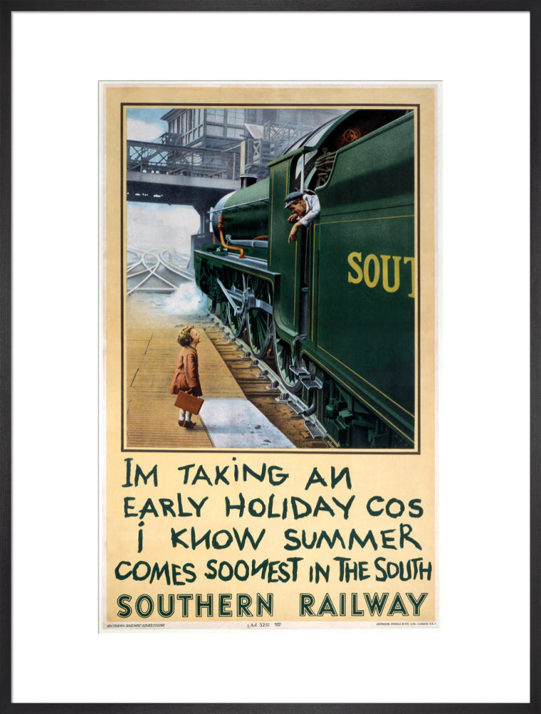 'I'm Taking an Early Holiday', SR poster, 1936. art print extra large black Art Print - Science Museum Shop