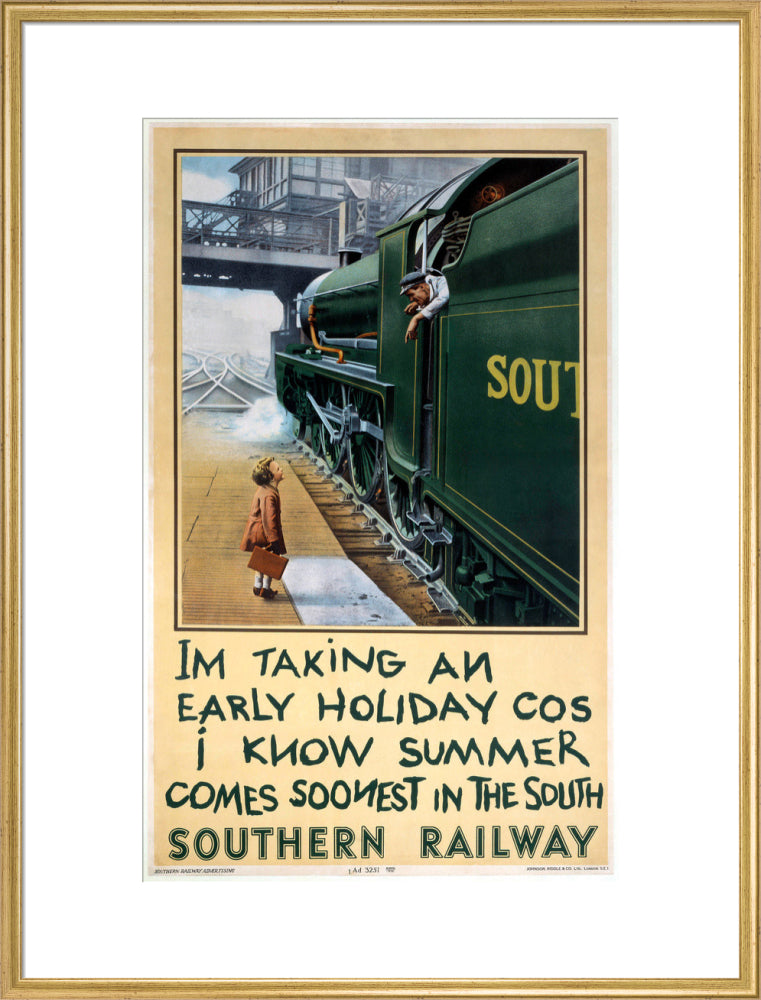 'I'm Taking an Early Holiday', SR poster, 1936. art print extra large gold Art Print - Science Museum Shop