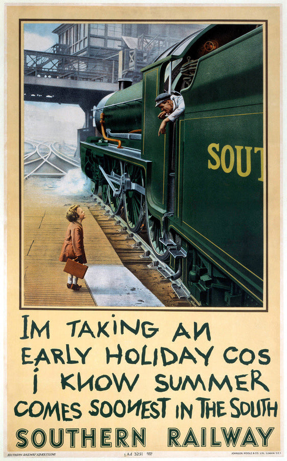 'I'm Taking an Early Holiday', SR poster, 1936. Art Print - Science Museum Shop