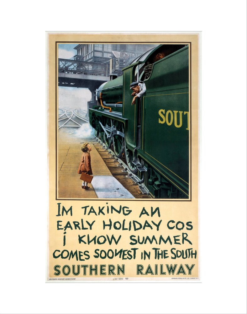 'I'm Taking an Early Holiday', SR poster, 1936. art print extra small none Art Print - Science Museum Shop
