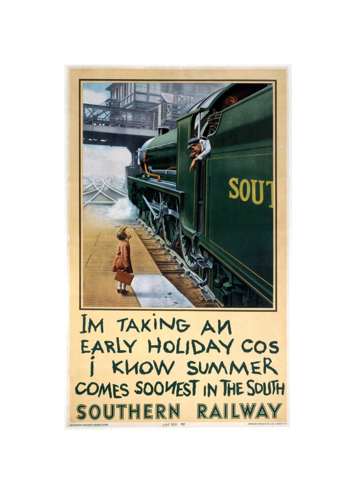 'I'm Taking an Early Holiday', SR poster, 1936. unstretched canvas small none Art Print - Science Museum Shop