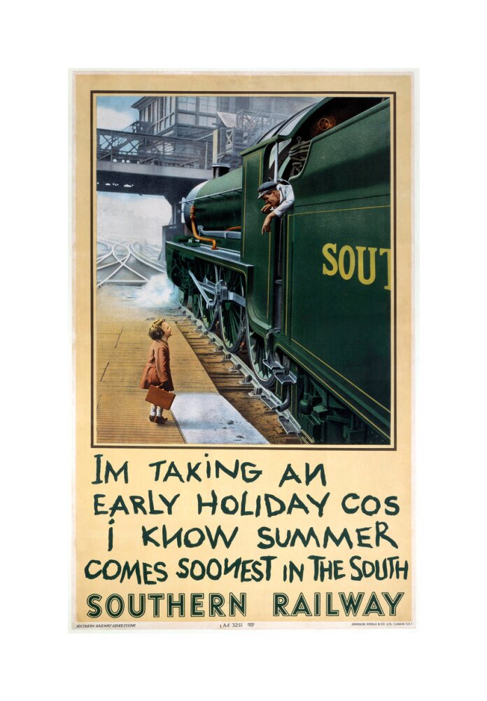'I'm Taking an Early Holiday', SR poster, 1936. unstretched canvas medium none Art Print - Science Museum Shop