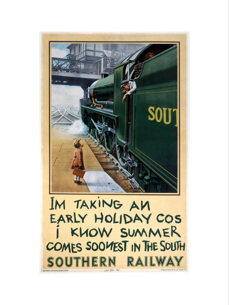 'I'm Taking an Early Holiday', SR poster, 1936. art print large none Art Print - Science Museum Shop
