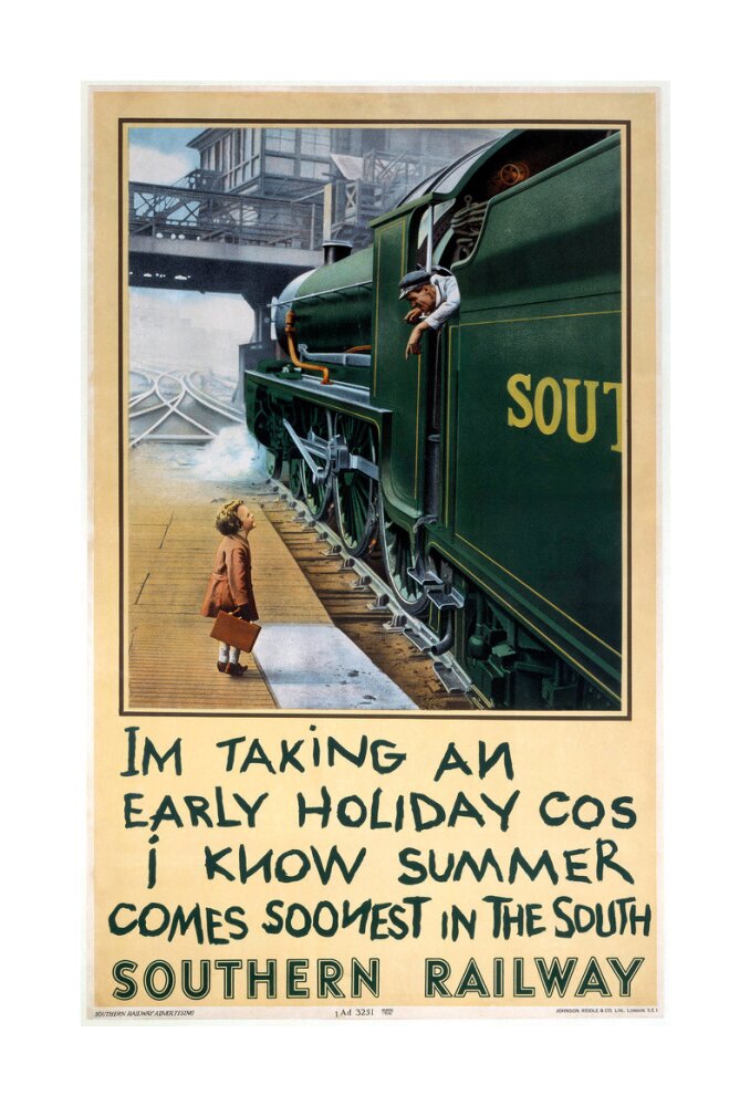 'I'm Taking an Early Holiday', SR poster, 1936. unstretched canvas large none Art Print - Science Museum Shop