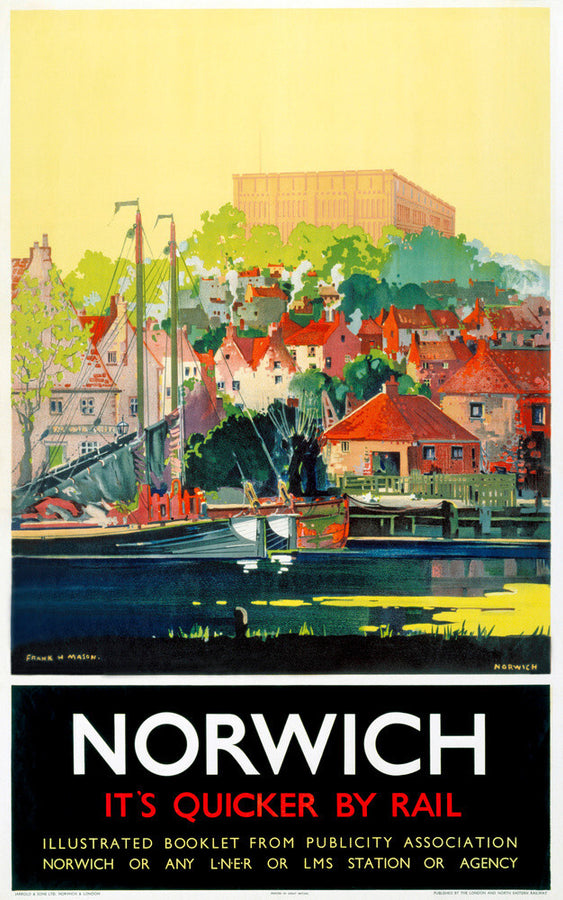 'Norwich - It's Quicker by Rail', LNER poster, 1930s. Art Print - Science Museum Shop