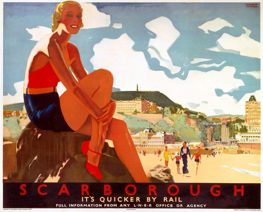 'Scarborough: It's Quicker by Rail', LNER poster, 1933. Art Print - Science Museum Shop