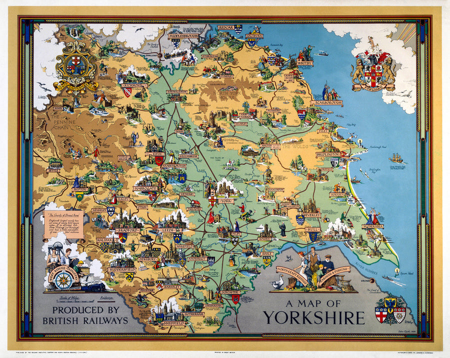 'A Map of Yorkshire', BR poster, 1949. Art Print - Science Museum Shop