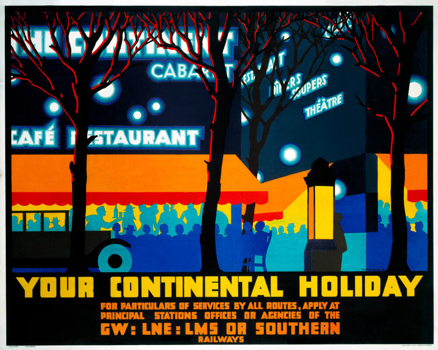 'Your Continental Holiday', GWR/LMS/LNER/SR poster, 1932. Art Print - Science Museum Shop