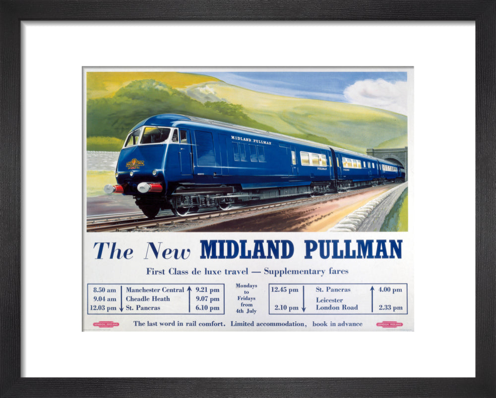 'The New Midland Pullman', BR(LMR) poster, c 1950s. art print extra small black Art Print - Science Museum Shop