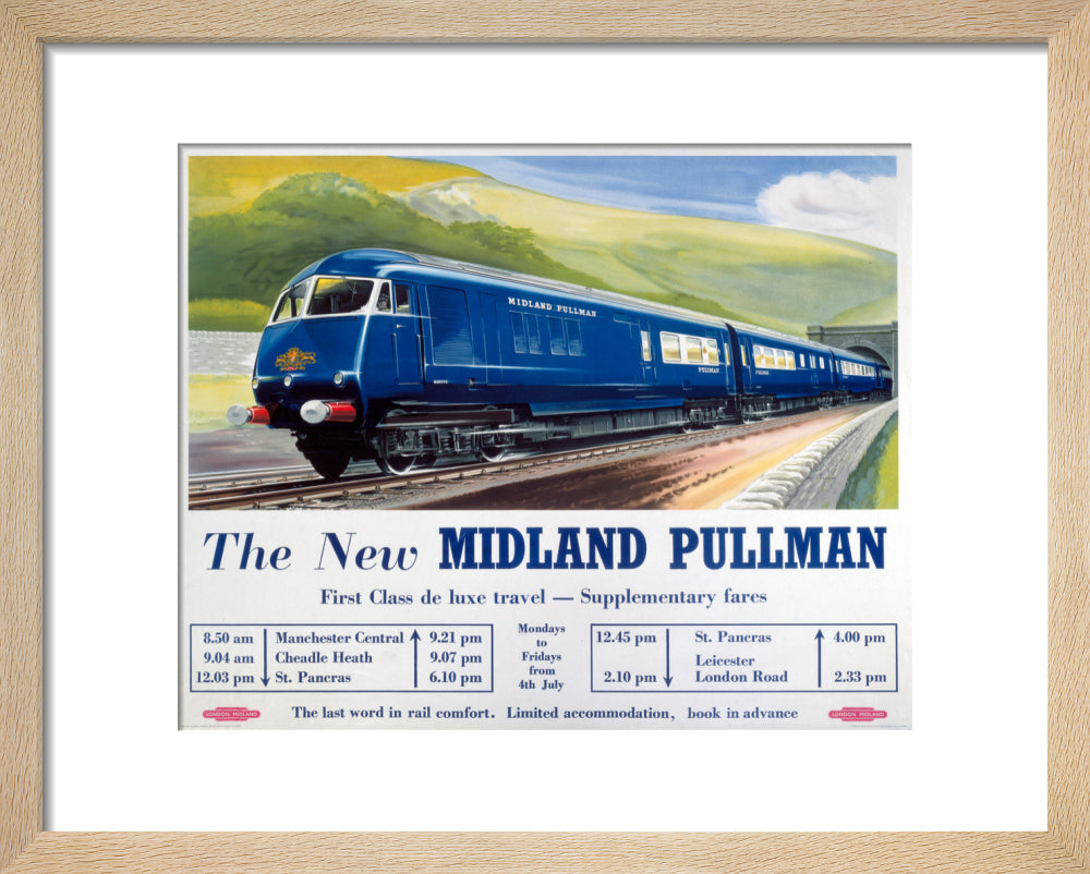 'The New Midland Pullman', BR(LMR) poster, c 1950s. art print extra small natural Art Print - Science Museum Shop