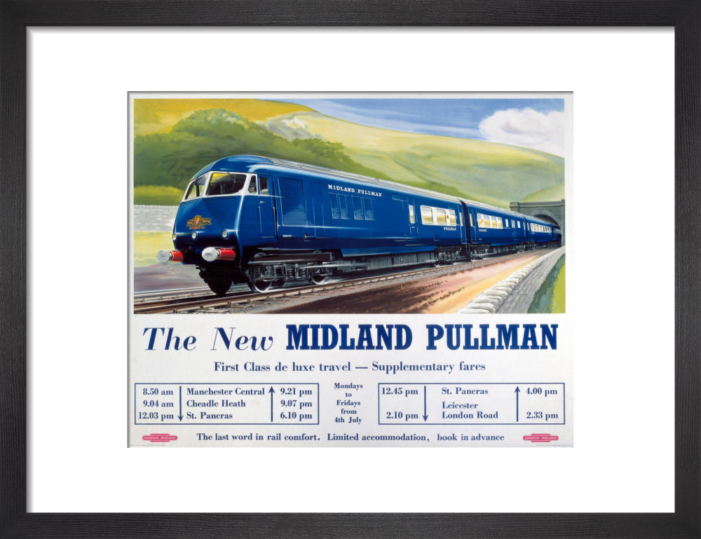 'The New Midland Pullman', BR(LMR) poster, c 1950s. art print small black Art Print - Science Museum Shop