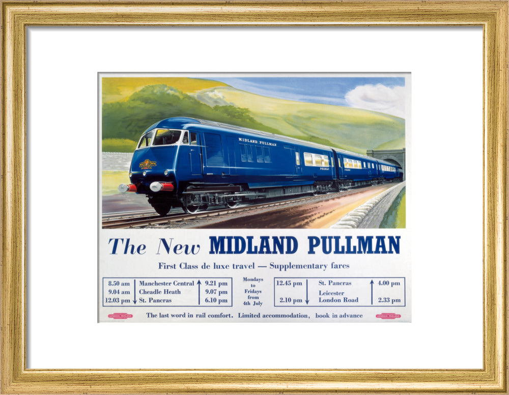 'The New Midland Pullman', BR(LMR) poster, c 1950s. art print small gold Art Print - Science Museum Shop