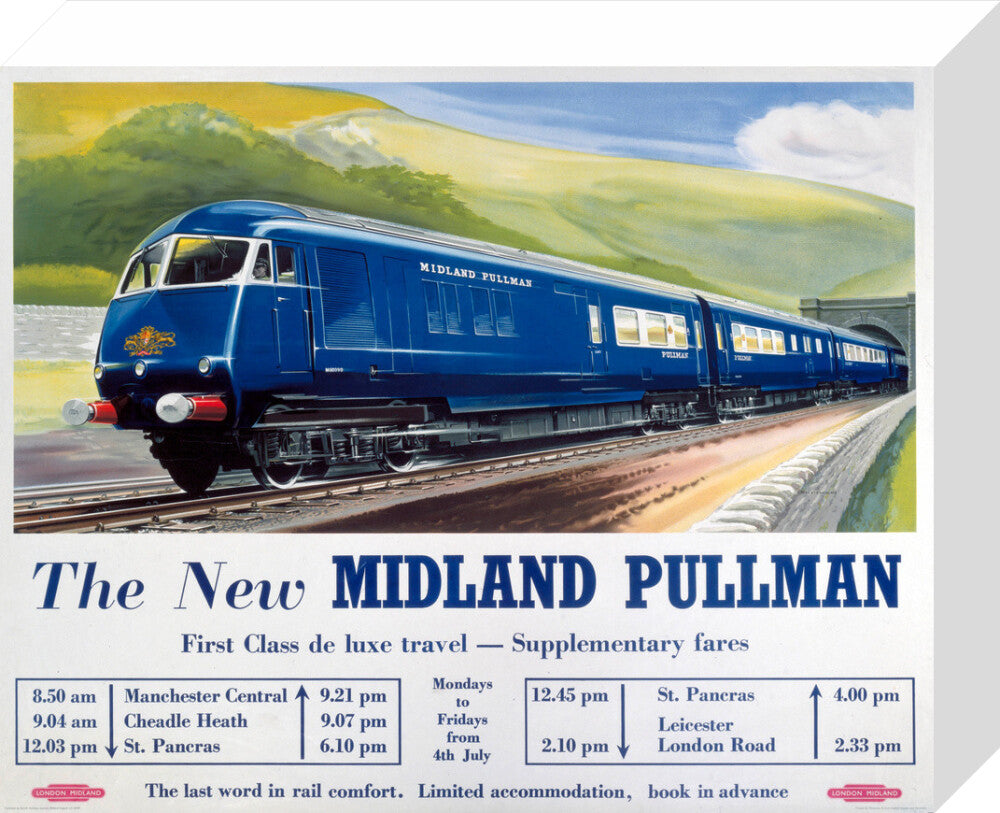 'The New Midland Pullman', BR(LMR) poster, c 1950s. stretched canvas small none Art Print - Science Museum Shop