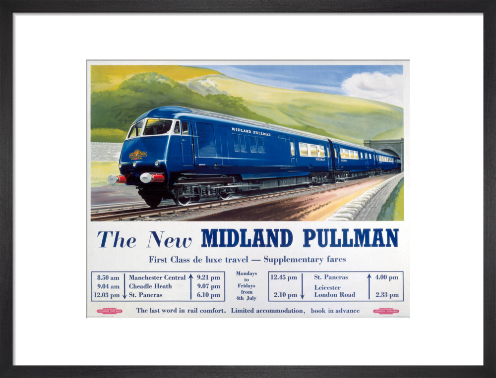 'The New Midland Pullman', BR(LMR) poster, c 1950s. art print medium black Art Print - Science Museum Shop