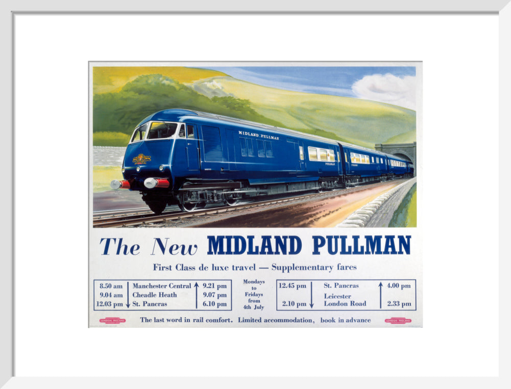 'The New Midland Pullman', BR(LMR) poster, c 1950s. art print medium white Art Print - Science Museum Shop