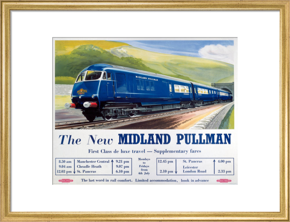 'The New Midland Pullman', BR(LMR) poster, c 1950s. art print medium gold Art Print - Science Museum Shop